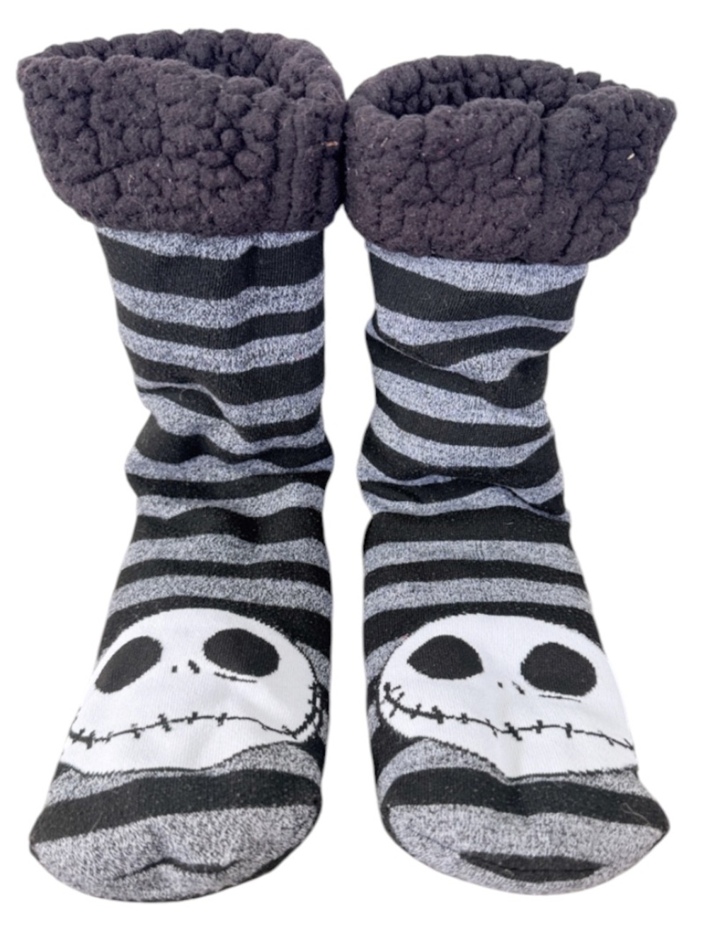 Disney Nightmare Before Christmas Jack Skellington black stripe fleece socks